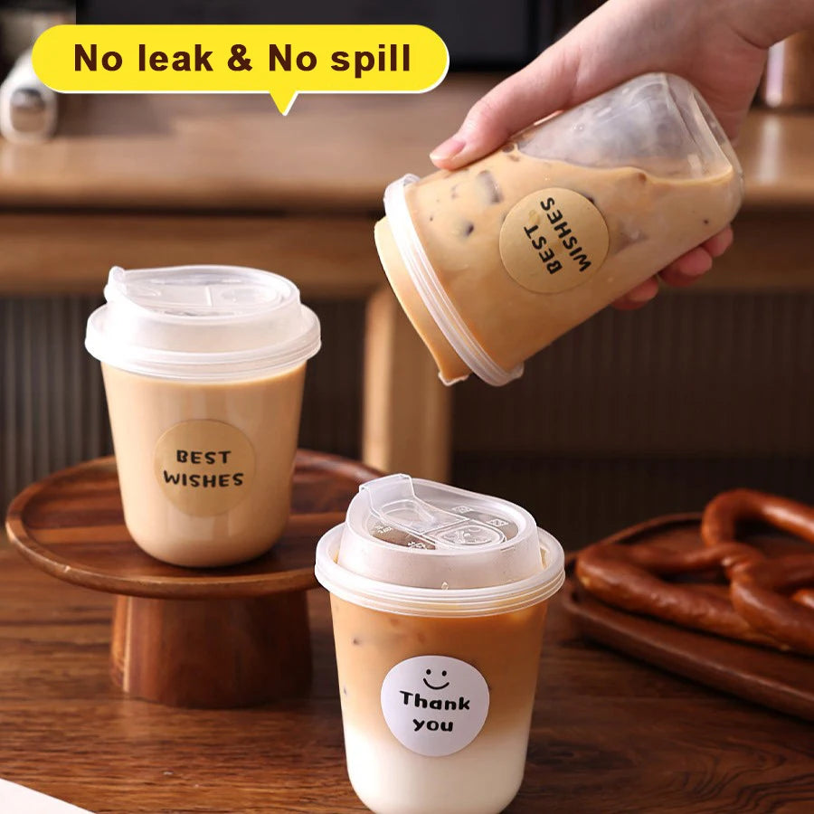 Wholesale Custom Printed Clear PET Plastic Cup with Lid for Iced Coffee