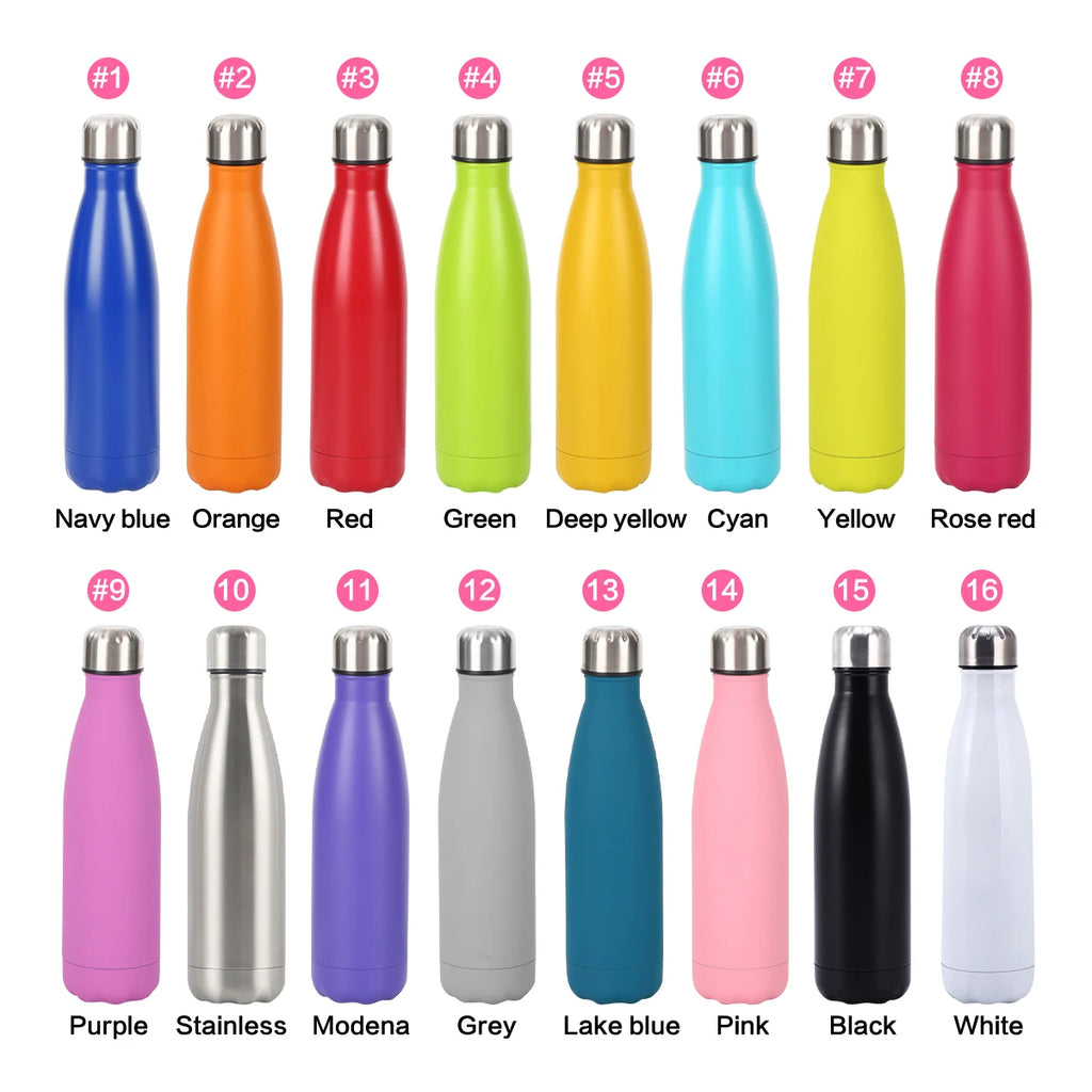 Custom 500ml Stainless Steel Cola Bottle with Laser Engraving and Logo Printing