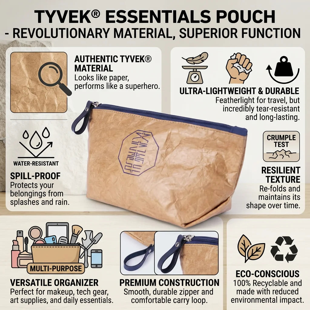 Custom Tyvek Cosmetic Pouches | Eco-Friendly | 15-Day Lead