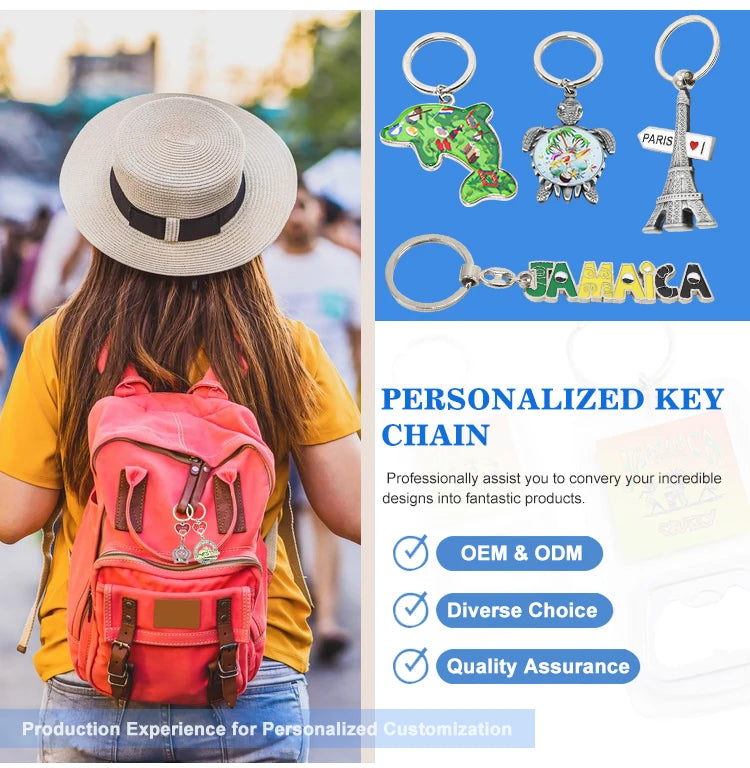 Custom Jamaica Themed Keychains with Logo | Zinc Alloy Enamel