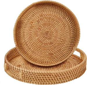 Wholesale Handwoven Rattan Trays | Round Serving Tray Organizers
