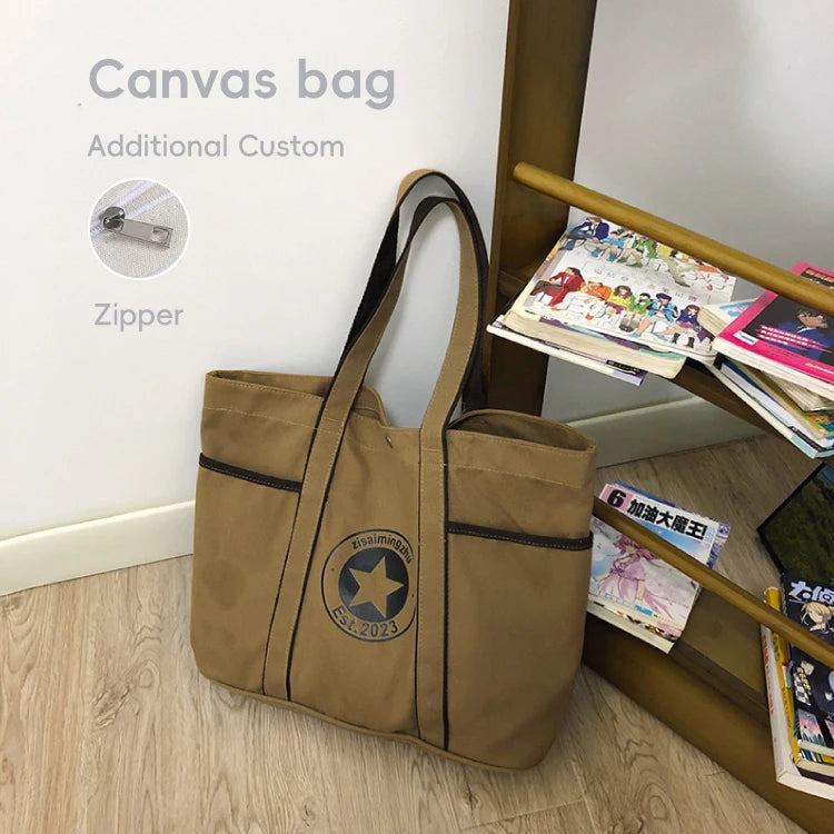Custom Canvas Tote Bags with Logo – 100 MOQ, $1/Logo, 21-Day Lead