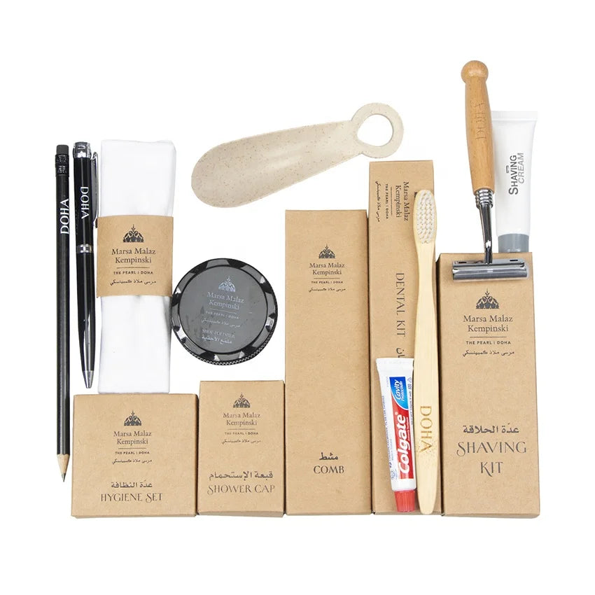 Luxury Eco Hotel Amenities Kit Biodegradable | Custom Guest Hygiene Set | Bulk Supply