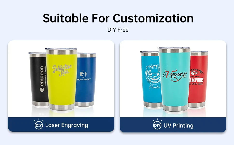 20oz Powder Coated Stainless Steel Tumbler with Lid and Straw Hole for Coffee, Travel and Laser Engraving