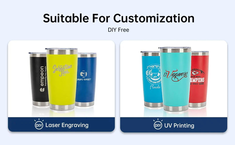 20oz Powder Coated Stainless Steel Tumbler with Lid and Straw Hole for Coffee, Travel and Laser Engraving