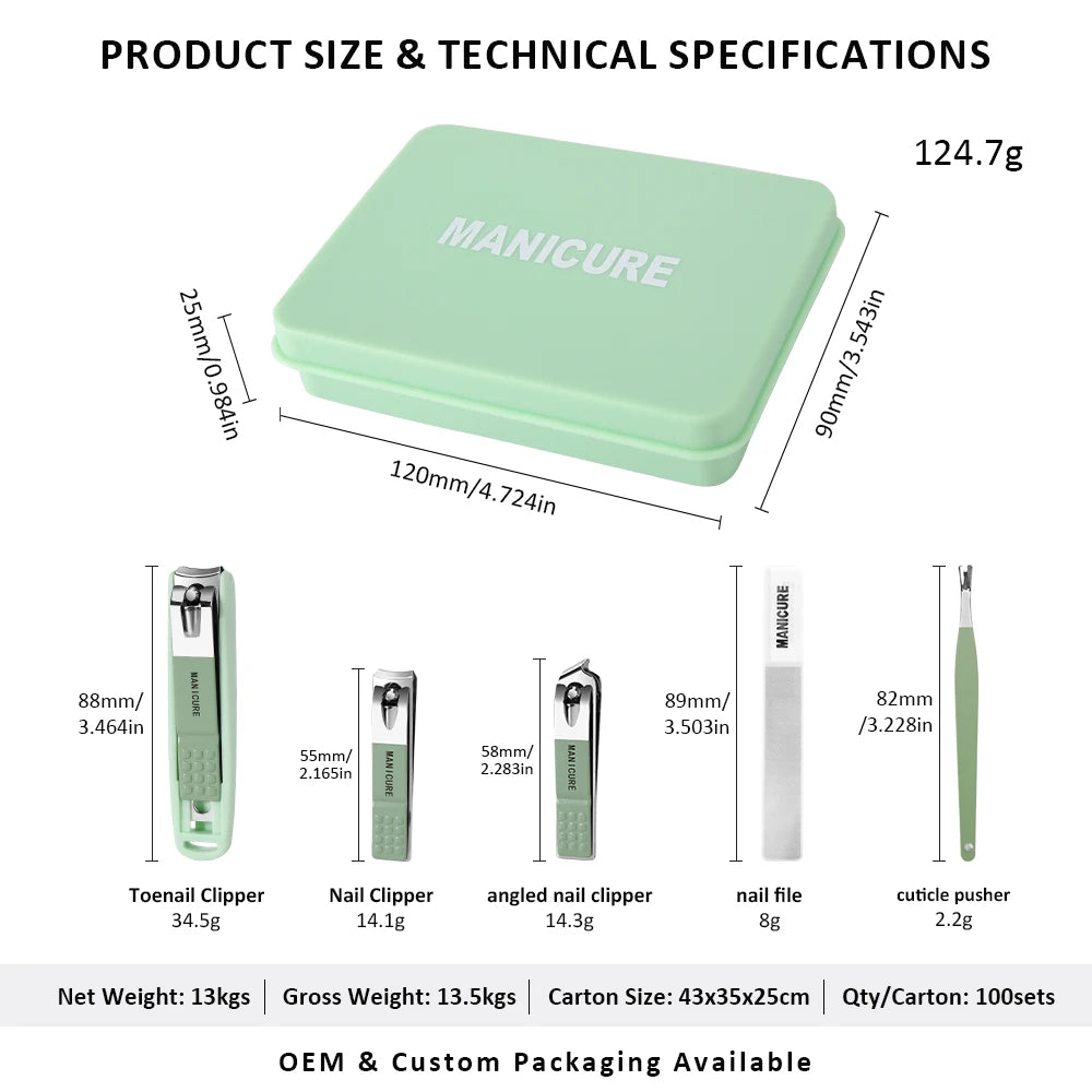 Custom Stainless Steel Manicure Set | Gift Box | MOQ 3 Sets