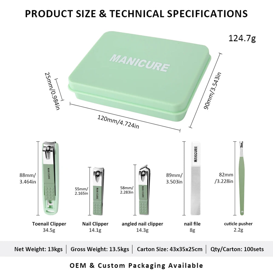 Custom Stainless Steel Manicure Set | Gift Box | MOQ 3 Sets