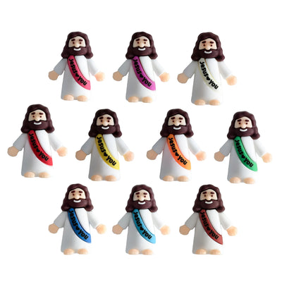 Mini Jesus Figurines | Hand-Painted Religious Figures | Bulk Baptism Gifts
