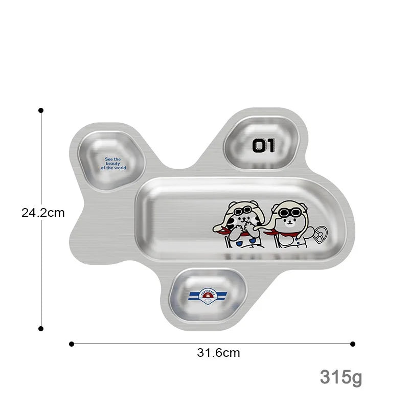 304 Stainless Steel Kids Divided Plate | 20x15cm | Dishwasher Safe | Custom