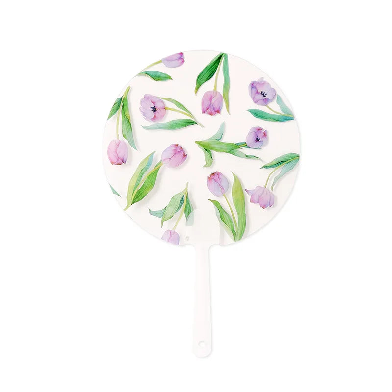 Custom Printed Transparent PP Hand Fan for Wedding Guests