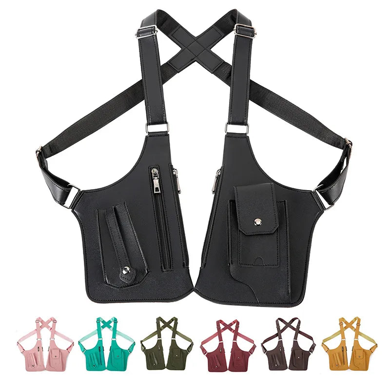 Vintage PU Chest Sling Bag | Embossed Logo Anti-Theft