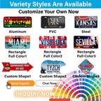 Custom Aluminum License Plates USA Size | Embossed Logo 0.3-1mm Thickness | Bulk Souvenirs