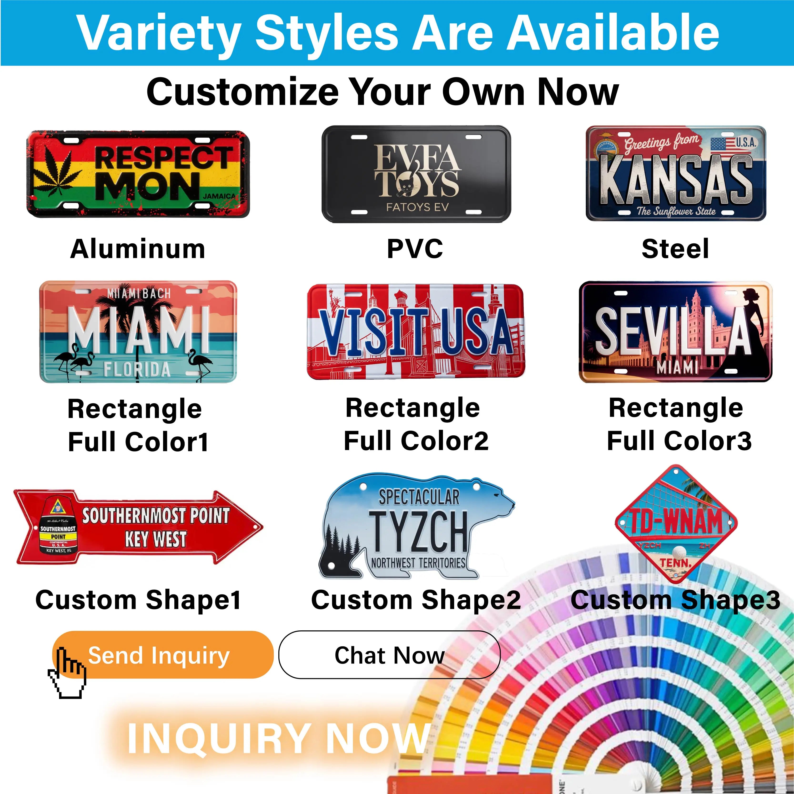 Custom Aluminum License Plates USA Size | Embossed Logo 0.3-1mm Thickness | Bulk Souvenirs