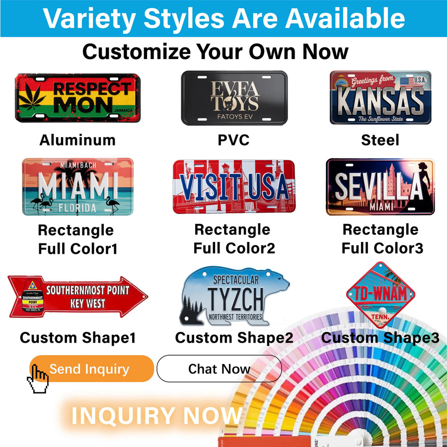 Custom Aluminum License Plates USA Size | Embossed Logo 0.3-1mm Thickness | Bulk Souvenirs