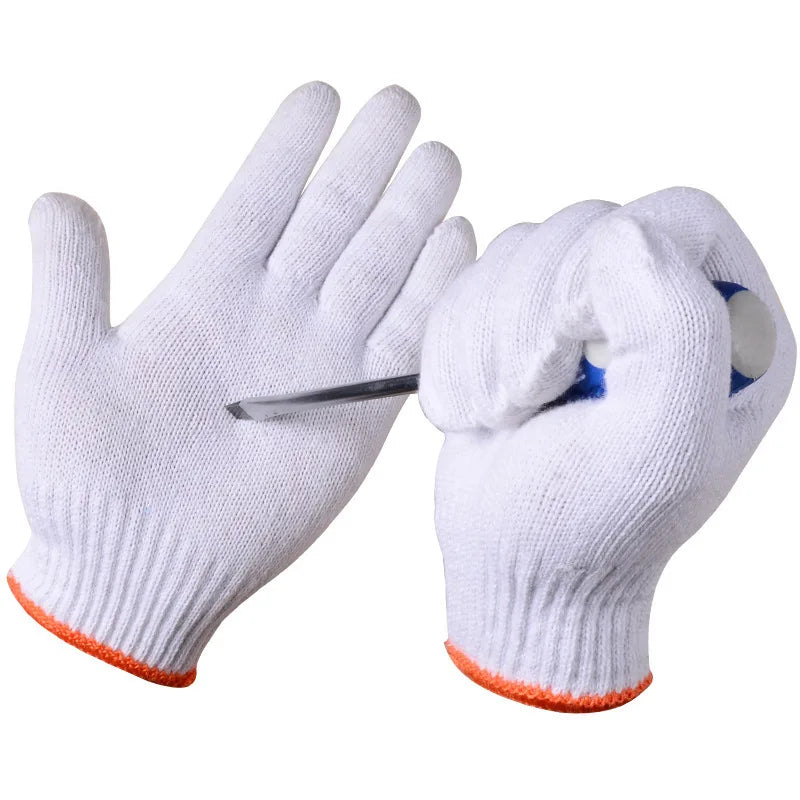 Custom Cotton Work Gloves with Logo | Bleached White Wholesale