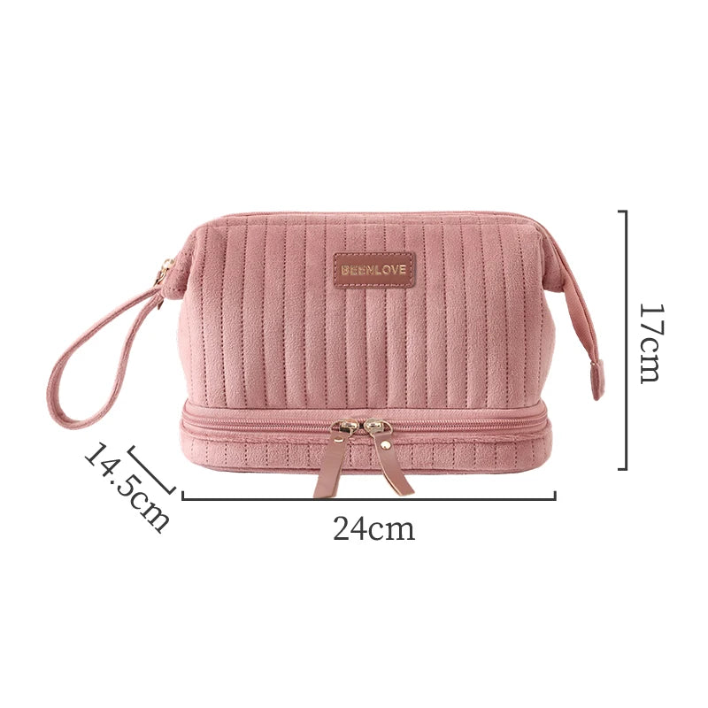 Custom Velvet Cosmetic Bags with Logo — Zipper Closure, Embroidery & Woven Labels