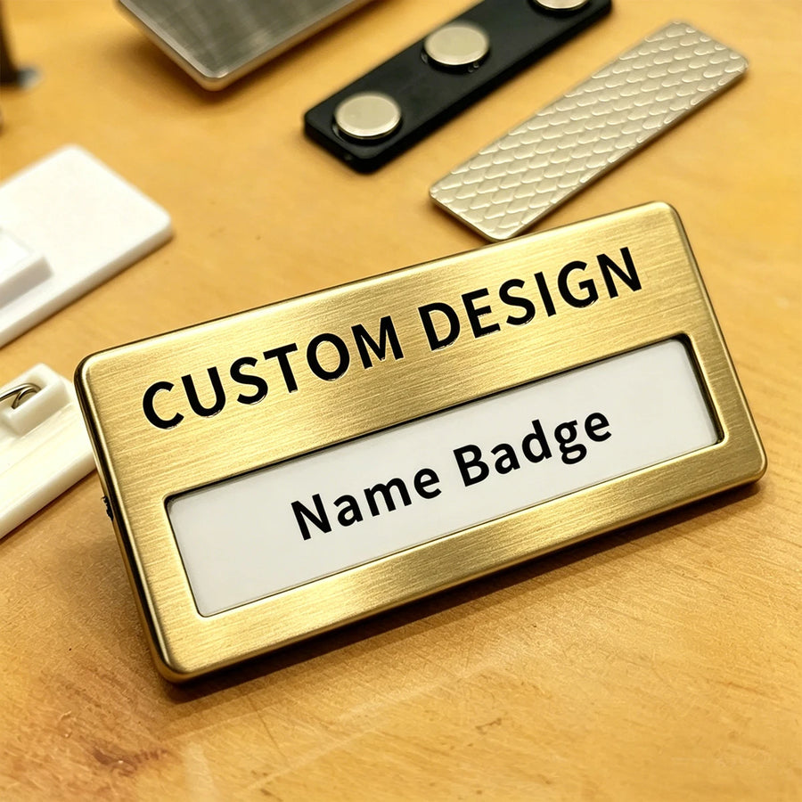 Custom Metal Name Badges with Logo | MOQ 100 | Zinc Alloy