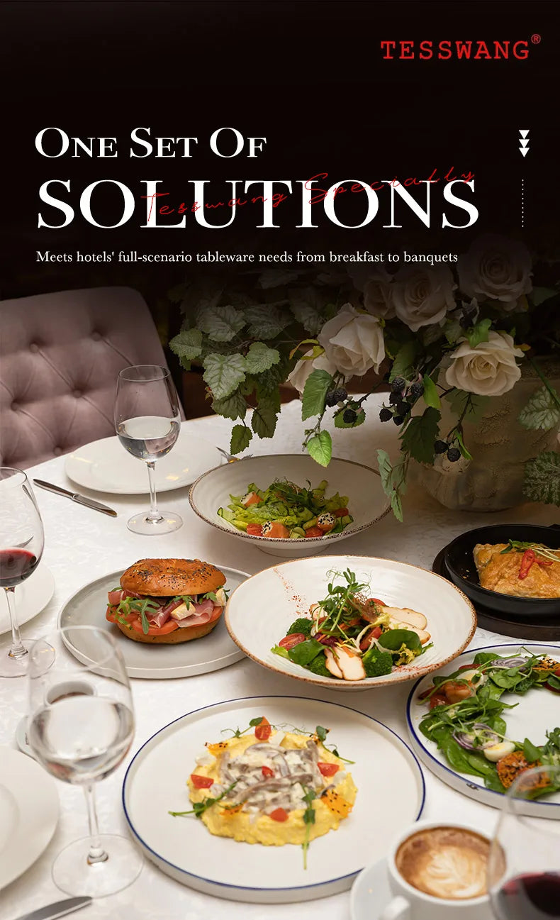 Custom Logo Porcelain Tableware Plates | Hotel Restaurant Wholesale