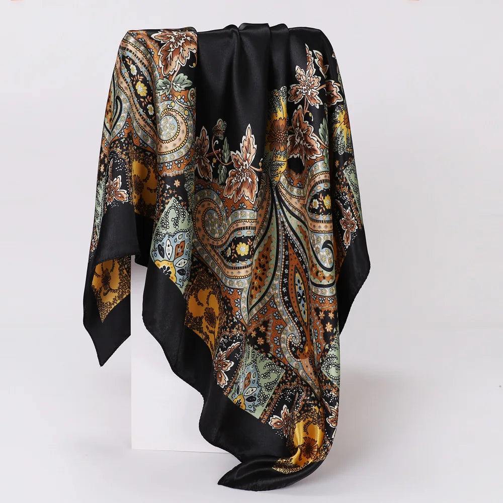 Custom Printed 90cm Square Scarf | 10 Pcs MOQ Wholesale Silk/Polyester Shawl