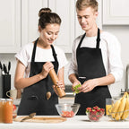 Custom Logo Unisex Bib Aprons with 2 Pockets for Cooking Kitchen Advertising Adjustable Waterproof Extra Large Long Ties Apron