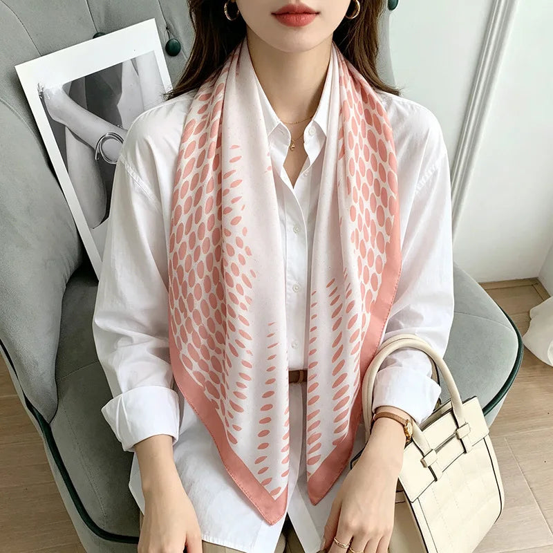 Square Silk Scarf | Digital Print | Custom Logo | 100 MOQ | Women's Fashion