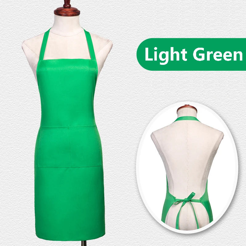 Custom Logo Unisex Bib Aprons with 2 Pockets for Cooking Kitchen Advertising Adjustable Waterproof Extra Large Long Ties Apron
