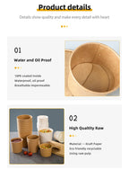 Custom Kraft Paper Bowls with Logo | 750ml Biodegradable Disposable