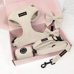 Custom Dog Harness with Logo | Pink Corduroy Leash Set MOQ 60
