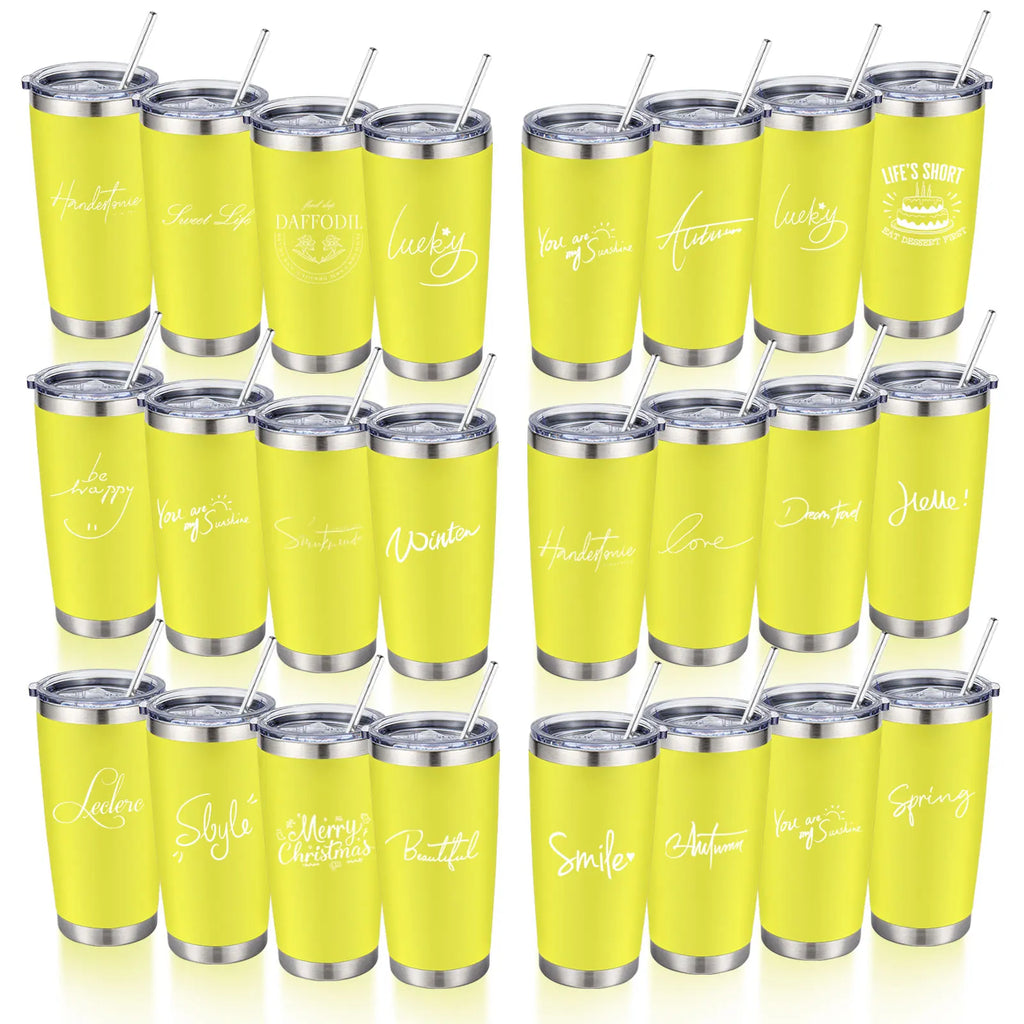 20oz Powder Coated Stainless Steel Tumbler with Lid and Straw Hole for Coffee, Travel and Laser Engraving