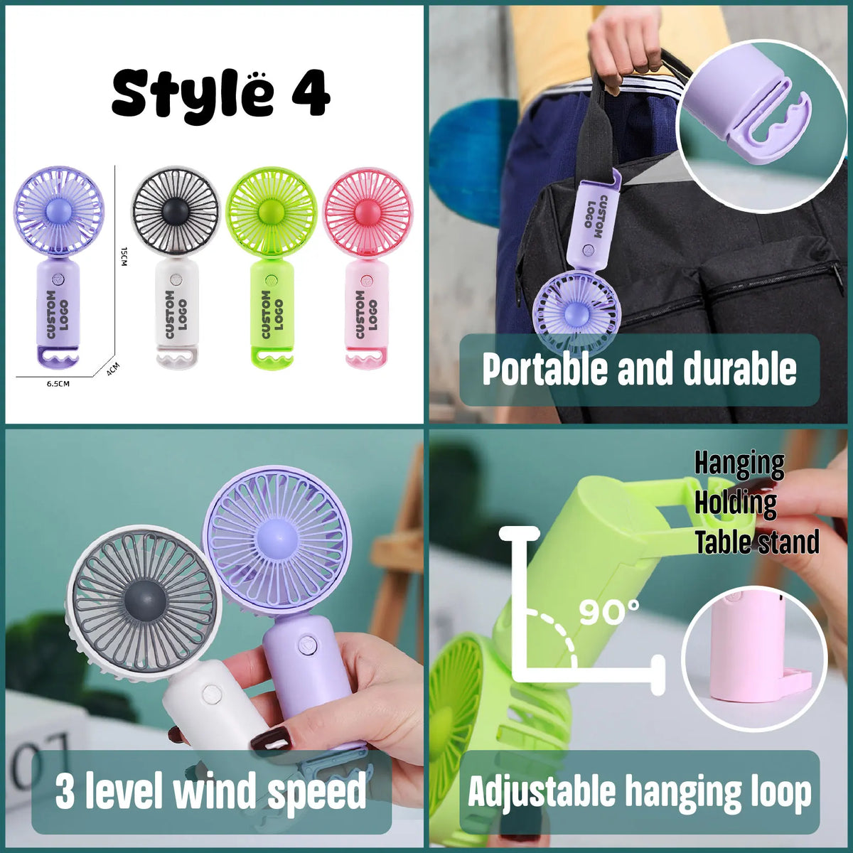 Custom Outdoor USB Portable Mini Cooling Fan with Logo | MOQ 100