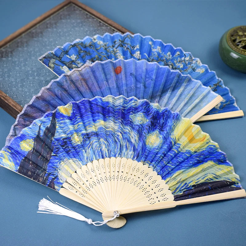 Wholesale Custom Bamboo Fabric Folding Hand Fan for Favors
