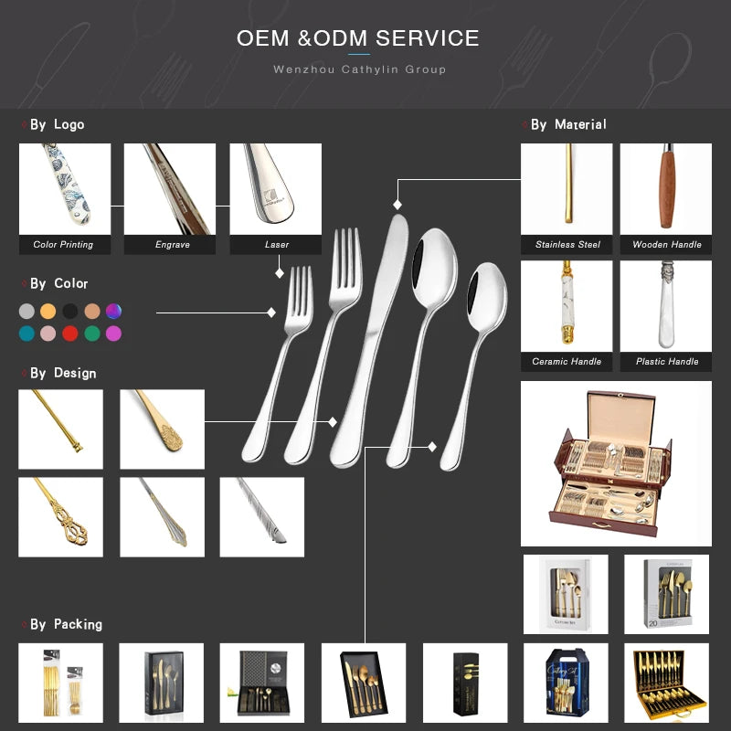 Custom Luxury Flatware Set with Logo | 300 MOQ | 7-Day Lead