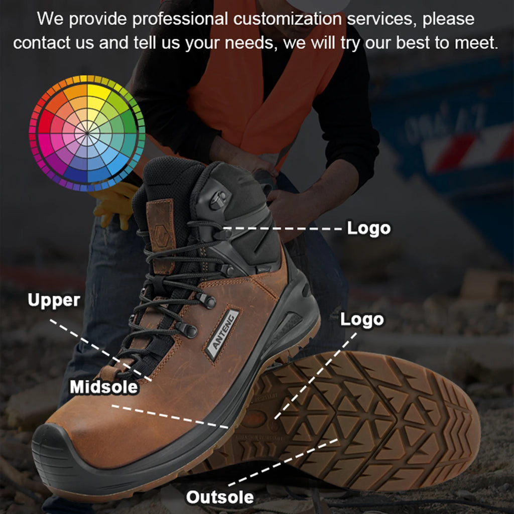 Custom S3 Composite Toe Work Boots with Logo | OEM MOQ 500