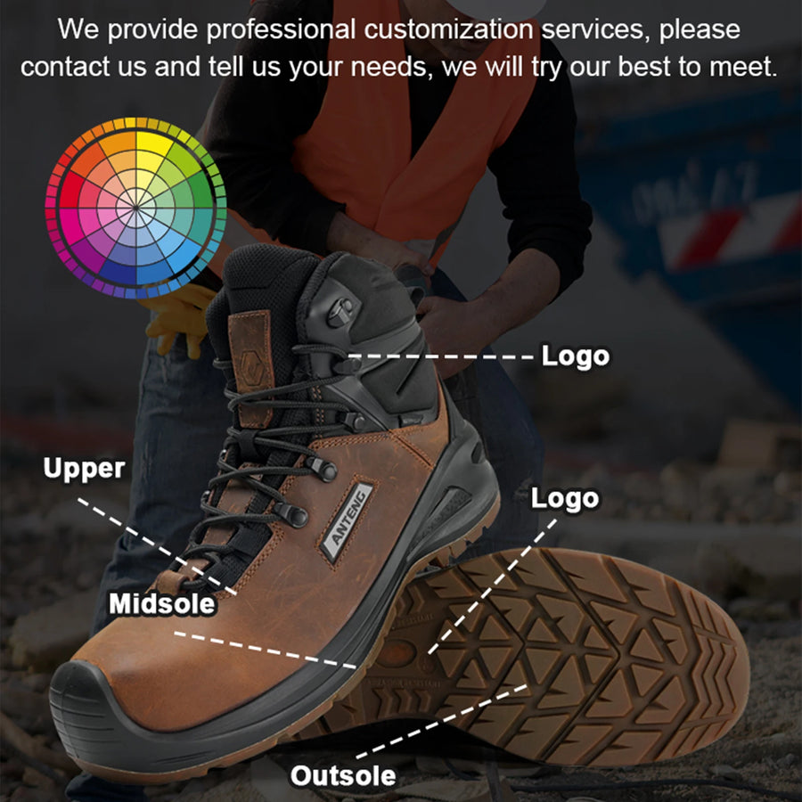 Custom S3 Composite Toe Work Boots with Logo | OEM MOQ 500