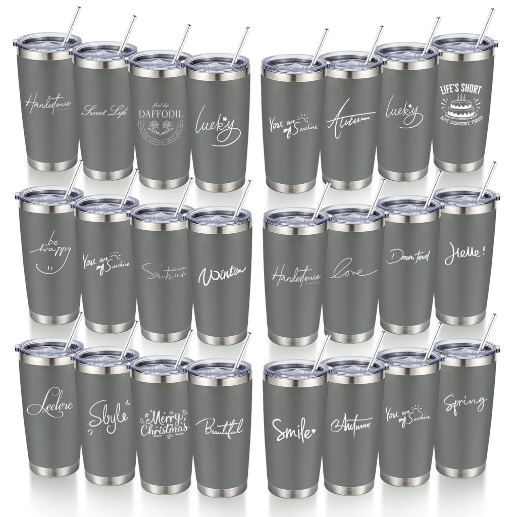 20oz Powder Coated Stainless Steel Tumbler with Lid and Straw Hole for Coffee, Travel and Laser Engraving