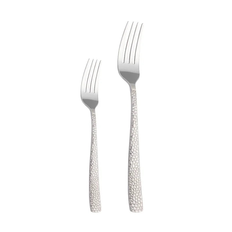 Hammer Pattern Tableware Set | 6-Piece Stainless Steel | Hotel MOQ 50