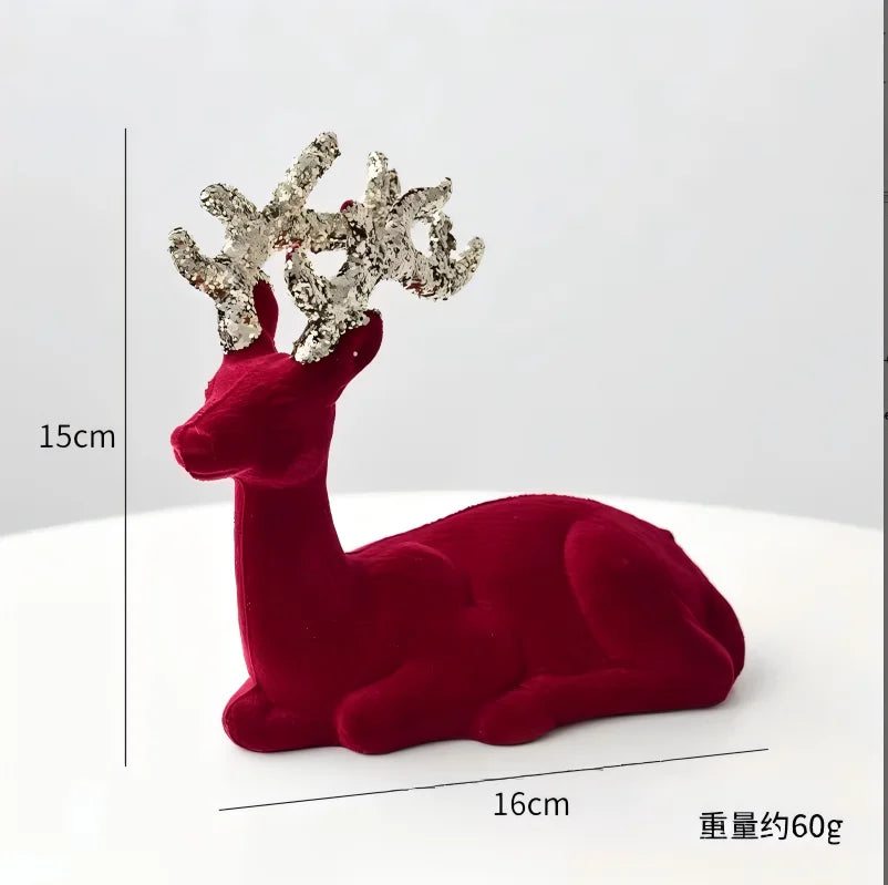 Flocked Reindeer Ornaments with Glitter Antlers Wholesale | MOQ 5