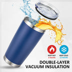 20oz Powder Coated Stainless Steel Tumbler with Lid and Straw Hole for Coffee, Travel and Laser Engraving