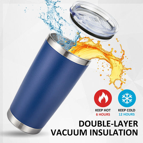 20oz Powder Coated Stainless Steel Tumbler with Lid and Straw Hole for Coffee, Travel and Laser Engraving