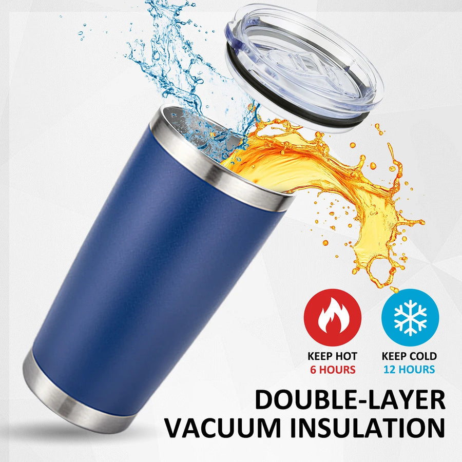 20oz Powder Coated Stainless Steel Tumbler with Lid and Straw Hole for Coffee, Travel and Laser Engraving