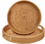 Wholesale Handwoven Rattan Trays | Round Serving Tray Organizers