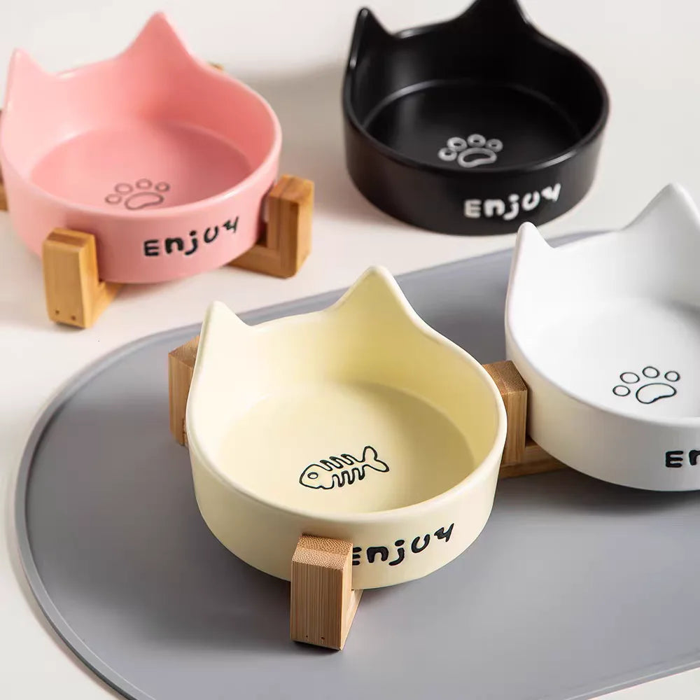 Custom Ceramic Cat Bowls with Cat Ear Design | MOQ 32 Pieces