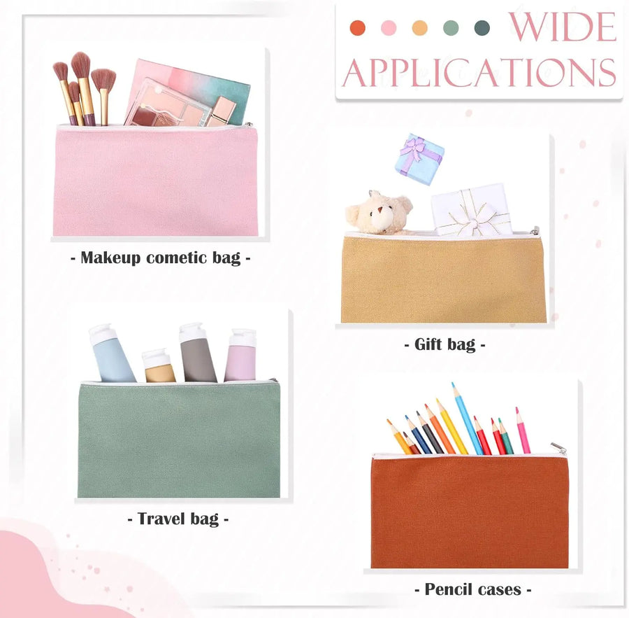 Canvas Makeup Pouch for Travel, Toiletry, and Everyday Organization | Custom Logo Zipper Bag