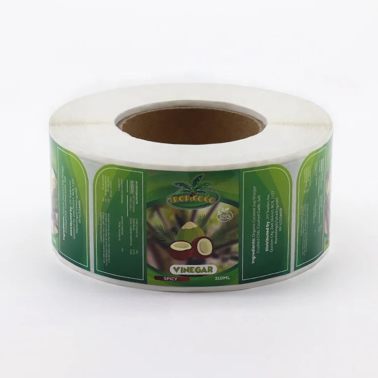 Food-Safe Waterproof Vinyl Labels — 500 Pcs MOQ, UV/Digital Printing