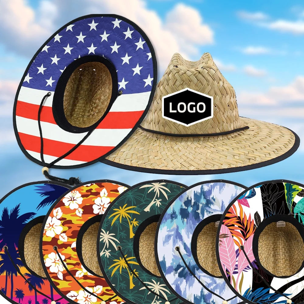 Custom Natural Grass Wide Brim Hats | 50-Piece MOQ & 5-Day Lead Time | Beach & Lifeguard Sun Hats