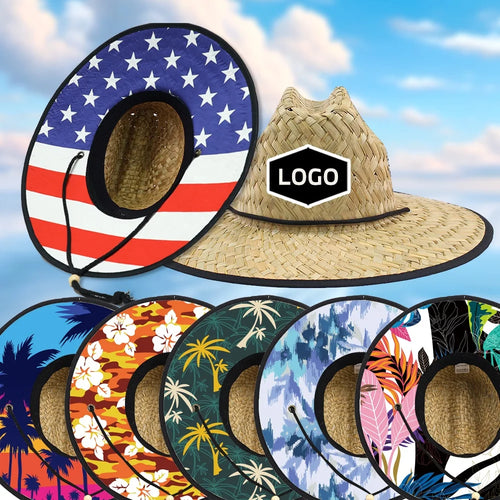 Custom Natural Grass Wide Brim Hats | 50-Piece MOQ & 5-Day Lead Time | Beach & Lifeguard Sun Hats