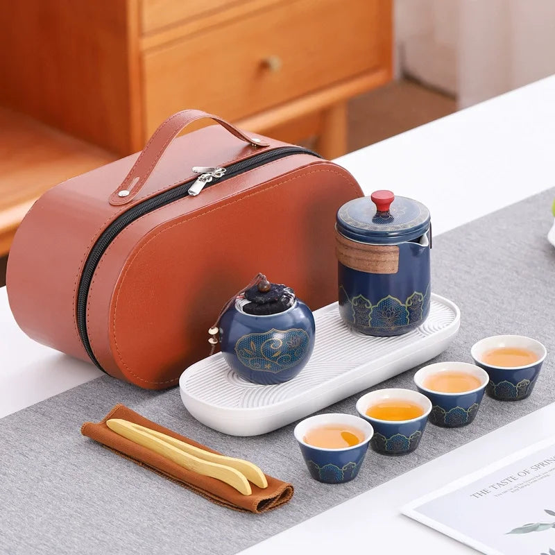 Luxury Tea Gift Set Leather Ceramic | 10 MOQ for VIP Corporate Gifts