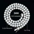 Moissanite Tennis Chain 925 Silver | Custom Logo, MOQ 1