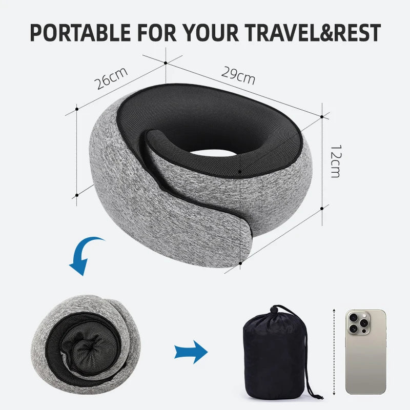 Custom Logo Memory Foam Travel Neck Pillow for Cars & Airplanes