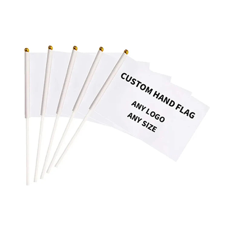 Custom Hand Held Waving Flags | 100 MOQ | 5 Day Lead Time | Polyester